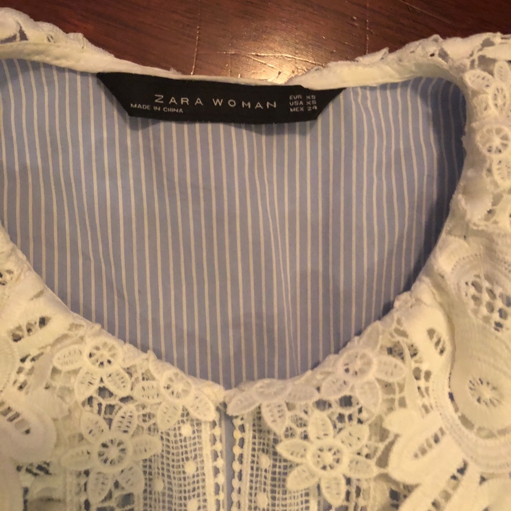 ❗️SOLD❗️Zara poplin blouse with guipure lace - Picture 4 of 5
